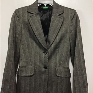 Tunisia by Benetton blazer jacket size 38 color is grey with pinstripes.